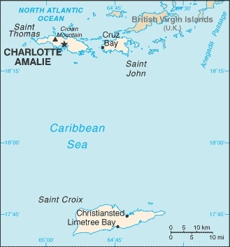 Muslim Friendly Travel Map of Virgin Islands, U.S.